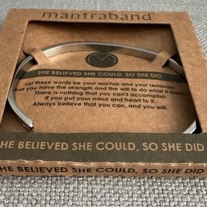 MantraBand Silver Inspirational Cuff Bracelet